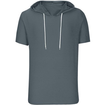 INSPIRE CHIC Men's Casual Short Sleeve Solid Color Drawstring Hooded T Shirts