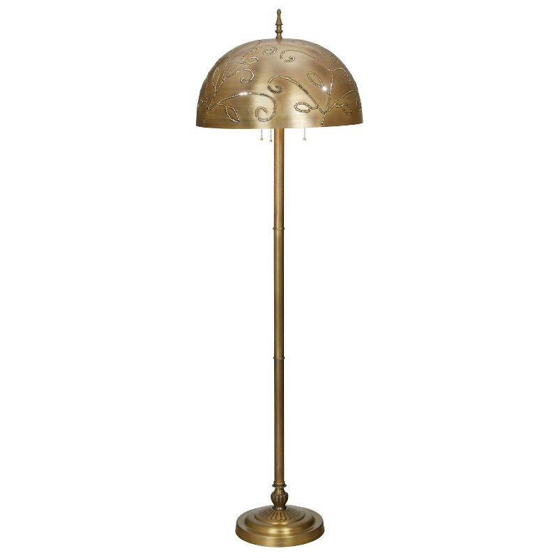 River of Goods 65.25&#34; 3-Light Ivy Brushed Gold Finish Metal Floor Lamp, 1 of 12