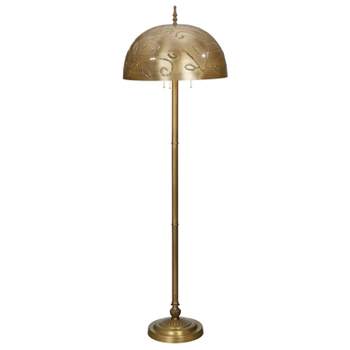 River of Goods 65.25" 3-Light Ivy Brushed Gold Finish Metal Floor Lamp