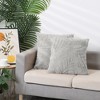 Unique Bargains Basho Leaf Pattern Solid Fluffy Plush Square Pillowcase 2 Pcs - 2 of 4