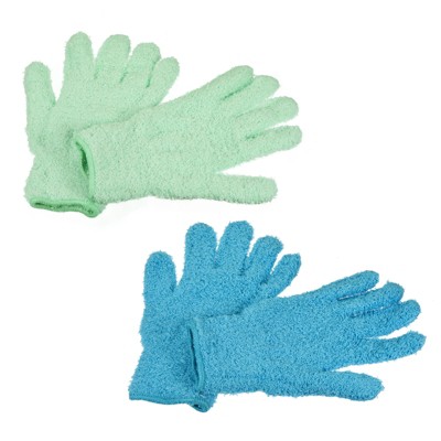 Unique Bargains Microfiber Wash Mitt Dusting Gloves for House Cleaning,  Black White