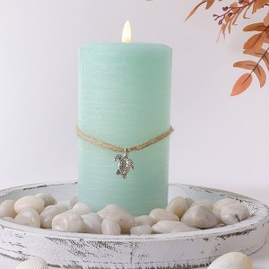 LumiPur 3.5"x7" Signature Coastal Collection Flickering Flameless LED Candle Sea Foam Green) - 1 of 4