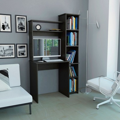 NicBex Home Office Desk 38.7" W Modern Computer Desk with 6 Open Storage Shelves and Wooden Frame for Office, Study, Living Room