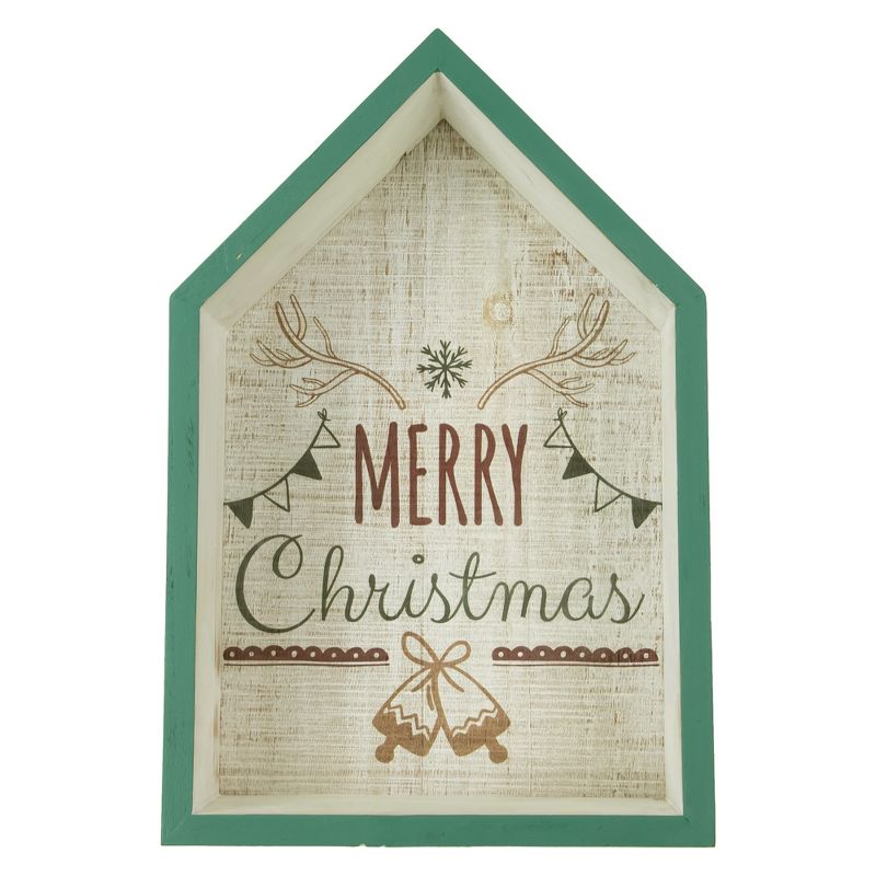 Northlight 11.75" Green Merry Christmas 3-D House Wall Sign, 1 of 8