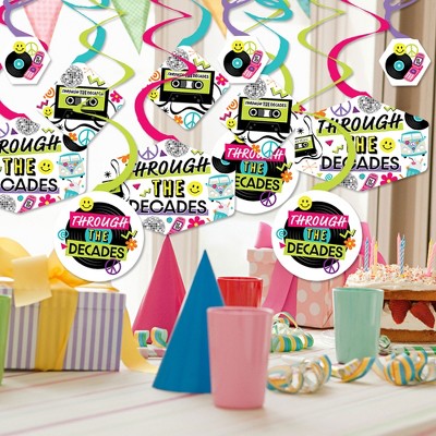 Multicolor Retro Decades Hanging Party Decoration Swirls Set