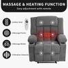 Manual Recliner Chair with Heat Massage - Widen Overstuffed Oversize Single Sofa Lounge Chair with 3 Recline Positions, Cup Holders, Side Pockets - 4 of 4