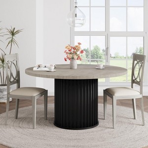 47Inch Industrial Round Dining Table for 4-6 People, Dining Room Table with Sturdy Waveform Metal Pedestal Base, for Dining Room, Kitchen - 1 of 4