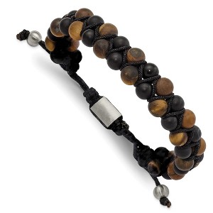 Chisel Stainless Steel Brushed Tiger's Eye and Black Agate Black Nylon Adjustable Bracelet - 1 of 3