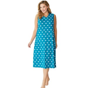 Dreams & Co. Plus Size Long Sleeveless Sleepshirt - 1 of 4