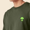 Dalix Alien Embroidered Cotton Classic Fit Long Sleeve Crewneck Tee Shirt Mens - 4 of 4