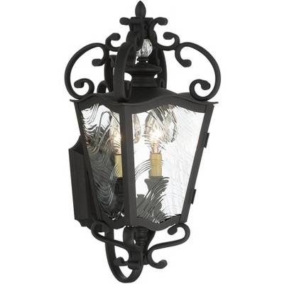 Minka Lavery Vintage Outdoor Wall Light Fixture Coal 2-Light 21" Clear Textured Glass for Post Exterior Barn Deck Porch Yard Patio