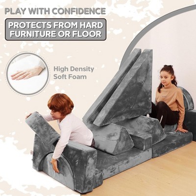 Gray Modular Kids Play Couch with Washable Cushions