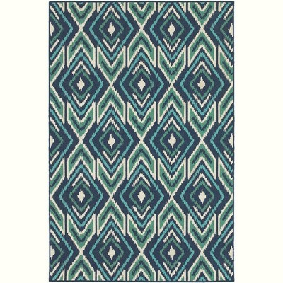 Oriental Weavers Meridian 2209B Navy/ Green Indoor/Outdoor Area Rug - 1'10" x 2'10"