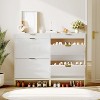 2 Flip Drawers with a Drawer, Narrow Shoe Storage Organizer with Drawer, Farmhouse Freestanding Hidden Shoe Rack Cabinet - 3 of 4