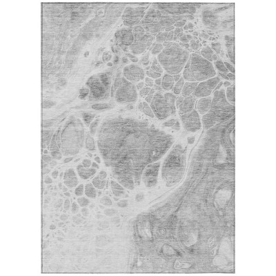 Gray Silver And Ivory Nautical Washable Indoor Outdoor Area Rug