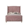 Acme Furniture 90" Queen Bed Salonia Bed Pink Velvet : Chrome Frame, Wingback Design, Faux Leather Upholstery - 2 of 4