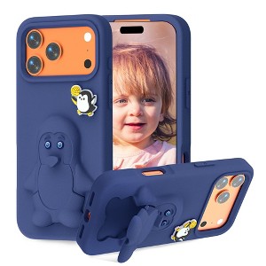 HTUTWOO﻿ Cartoon Case for iPhone 17 Pro Max, Cute Penguin Holder Phone Case, Soft Silicone Protection, Perfect for Women Girls - 1 of 4