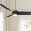 60" Possini Euro Design Stresa Modern Indoor Ceiling Fan with Dimmable LED Light Remote Control Warm Brass Matte Black for Living Room Kitchen House - 2 of 4