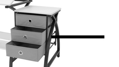 40'' Black & White Adjustable Craft Table with Storage & Padded Stool