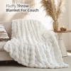 Itopfox Ultra-Soft Faux Fur Throw Blanket, Cream White Fluffy Cozy Rabbit Fleece, Plush Soft Bubble Blanket for Sofa & Bed, Warm Fuzzy Home Decor - 3 of 4