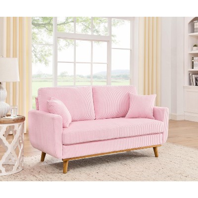 NicBex Modern Corduroy Loveseat Sofa Couch with Two Pillows & Wooden Legs,2-Seat Lounge Sofa for Living Room,Apartment