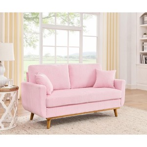 NicBex Modern Corduroy Loveseat Sofa Couch with Two Pillows & Wooden Legs,2-Seat Lounge Sofa for Living Room,Apartment - 1 of 4