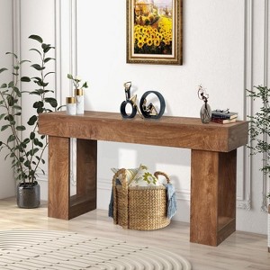 63 Inch Wood Console Table for Entryway, Rectangular Sofa Table Behind The Couch, Modern Farmhouse Console Tables for Entrance, Hallway, Living Room - 1 of 4