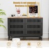 SKRAN 6 Drawer Double Dresser, Farmhouse Storage Cabinet, with Slatted Grille Striped Drawer and Metal Leg for Living Room, Entryway - Black - 3 of 4