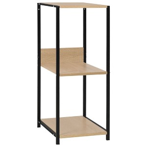 vidaXL Small Straight Multi-Use Book Shelf with Sturdy Engineered Wood and Steel Structure - Black and Oak Finish - Indoors and Outdoors Compatible - 1 of 4