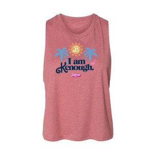 Women's Barbie I Am Kenough Palm Trees Graphic Racerback Tank - Heather Mauve - Small - 1 of 2
