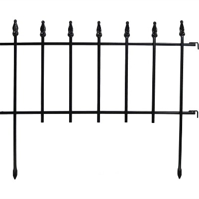 Sunnydaze Outdoor Lawn and Garden Metal Roman Style Decorative Border Fence Panel Set - 36' - Black - 20pk