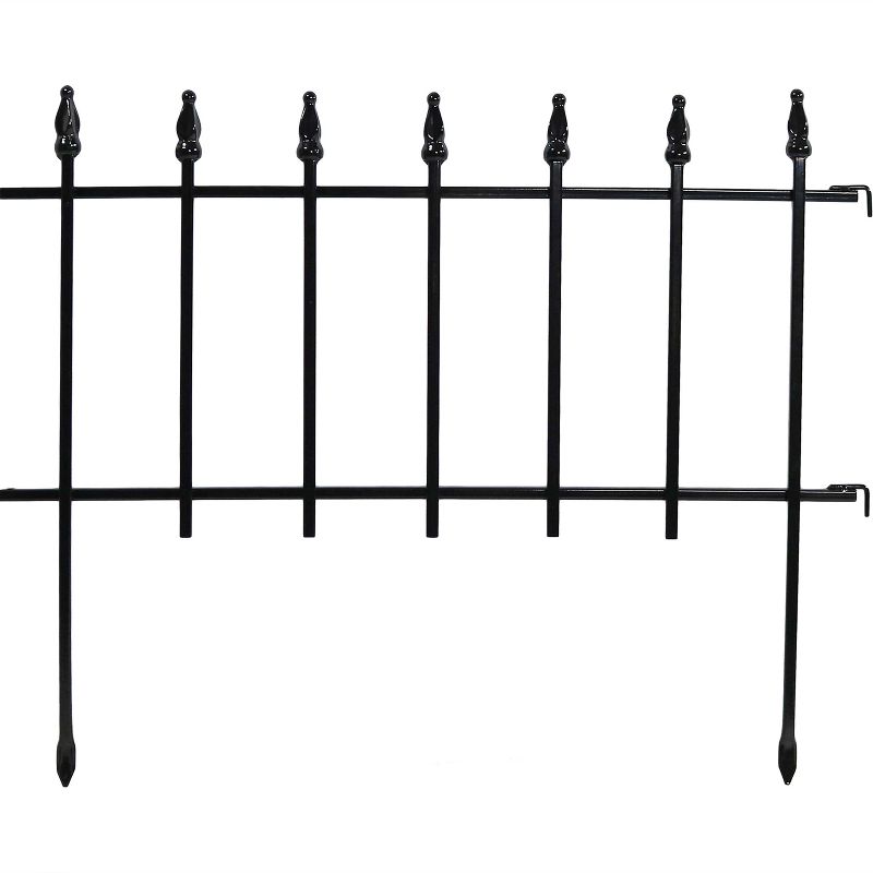 Sunnydaze Outdoor Lawn and Garden Metal Roman Style Decorative Border Fence Panel Set - 36' - Black - 20pk, 6 of 13
