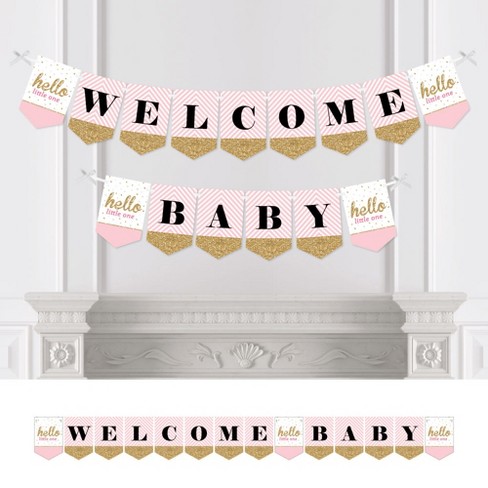 Big Dot Of Happiness Hello One - Pink And Gold - Baby Shower Bunting Banner - Girl Party Decorations - Welcome Baby : Target