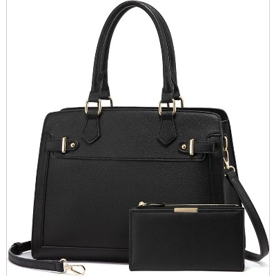 Handbags for Women, Tote Shoulder Bag Satchel Black Purse and PU Leather Top Handle for ladies