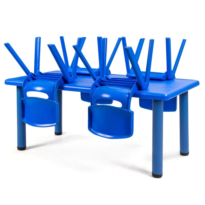 Tangkula Kids Table & 4 Chairs Set Activity Desk & Chair Set Indoor/Outdoor Home Classroom Red/Blue, 4 of 6