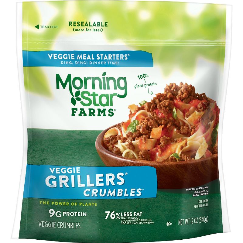 Morningstar Farms Veggie Meal Starters Grillers Frozen Crumbles - 12oz, 1 of 7