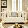 69" Velvet Loveseat with Gold Stainless Steel Trims, Embroidered Texture & 3 Exquisite Pillows, Mid-Century Modern Victorian Tufted Sofa for Home - 2 of 4