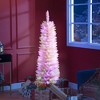 TopComfy Christmas Tree Stand 5ft Pencil Prelit Artificial Christmas Tree with Colorful Lights, Pink, 15.8"*15.8"*59" - 2 of 4