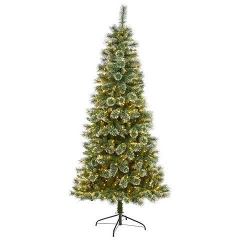 7Ft Nearly Natural Pre-Lit Led Wisconsin Snow Tip Pine Artificial Christmas Tree Clear Lights : Target