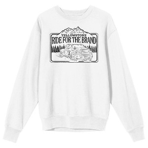 Yellowstone - Ride for the brand, pick up truck on white Adult Crew Neck Sweatshirt - 1 of 3