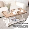 COZAYH Coffee Table, Rustic Farmhouse Tray Top Accent Table with Storage Shelf - Cottagecore Living Room Table, Natural/White Handcrafted Finish - 4 of 4