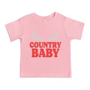 Country Baby Antlers Puff Print  - Toddler Short Sleeve Graphic T-Shirt - 1 of 3