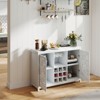 AEELLEEA Wine Bar Cabinet with 2 Doors MDF Buffet Storage Liquor Cabinet with Wine Rack and Glass Holder for Living Dining Room Kitchen White - 4 of 4