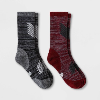 Men's Trekker Peak Crew Socks 2pk - All in Motion™  Red/Gray 6-12