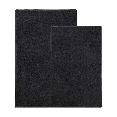 Diamond Lattice Textured Machine Washable Bath Rugs, Set of 2 by Blue Nile Mills