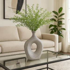 Sagebrook Home Ceramic Oval Vase - Contemporary Glam Abstract Cut-Out Vase Beaded - 1 of 4