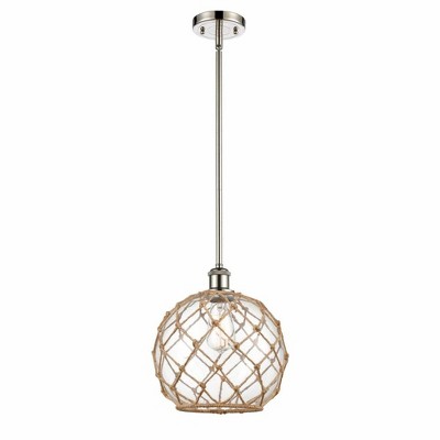 Farmhouse Rope - 1 Light Stem Hung Mini Pendant In Industrial Style-13 Inches Tall and 10 Inches Wide