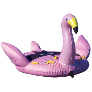 Solstice Lay-On Giant Flamingo Towable Inflatable Raft 1-2 Riders 78" X 82" X 54" - 1 of 3