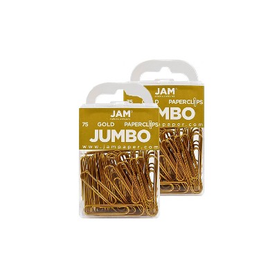 JAM Paper Colored Jumbo Paper Clips Large 2 Inch Gold Paperclips 21832060A