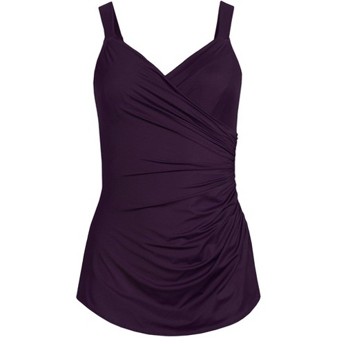 Lands' End Chlorine Resistant Tummy Control Cap Sleeve X-back One Piece  Swimsuit in Purple
